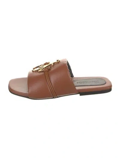 Pre-owned Jw Anderson Leather Slides In Brown