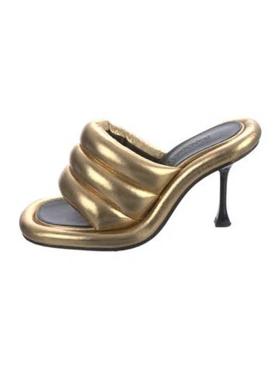 Pre-owned Jw Anderson Leather Slides In Gold/metallic