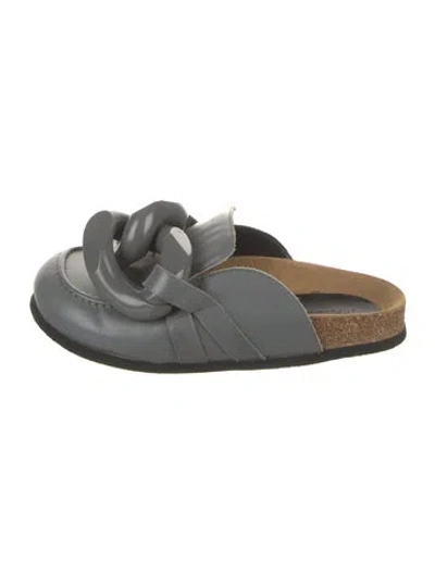 Pre-owned Jw Anderson Leather Slides In Gray