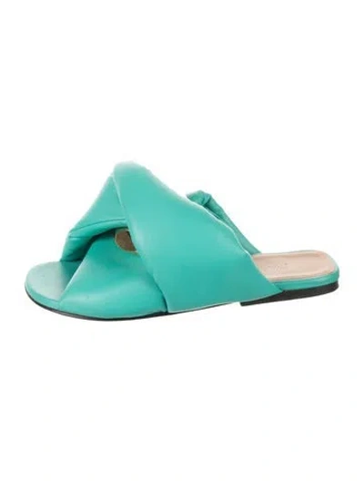 Pre-owned Jw Anderson Leather Slides In Green
