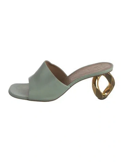Pre-owned Jw Anderson Leather Slides In Green