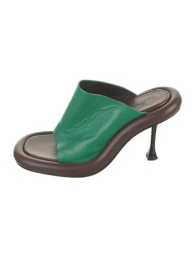 Pre-owned Jw Anderson Leather Slides In Green