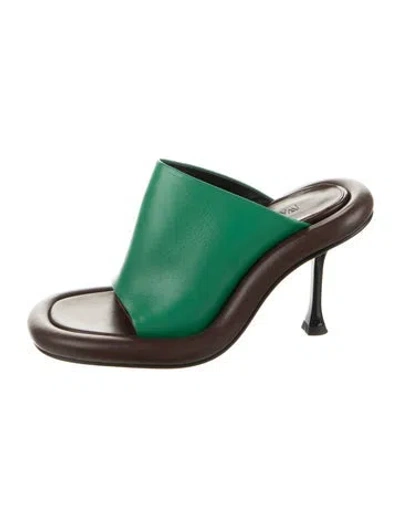Pre-owned Jw Anderson Leather Slides In Green