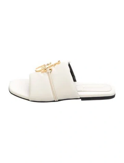 Pre-owned Jw Anderson Leather Slides In Neutrals/white
