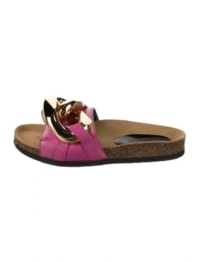 Pre-owned Jw Anderson Leather Slides In Pink