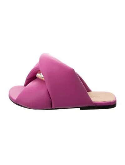 Pre-owned Jw Anderson Leather Slides In Pink