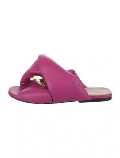 Pre-owned Jw Anderson Leather Slides In Pink