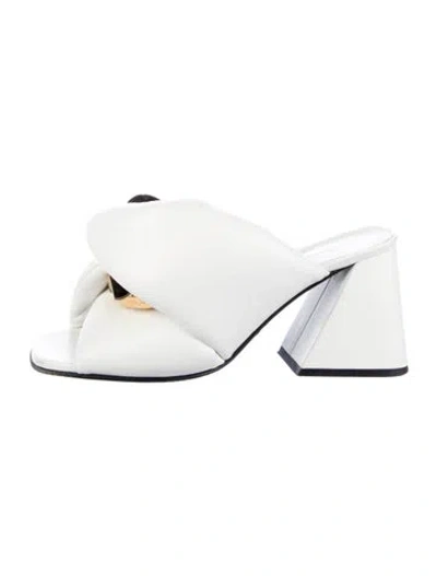 Pre-owned Jw Anderson Leather Slides In White