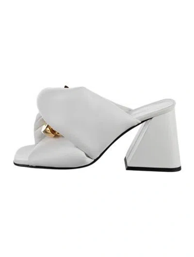 Pre-owned Jw Anderson Leather Slides In White