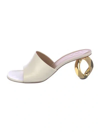 Pre-owned Jw Anderson Leather Slides In White