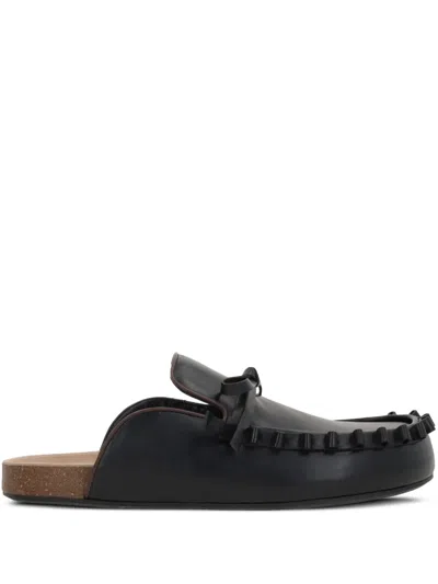 Jw Anderson Leather Slippers In Black