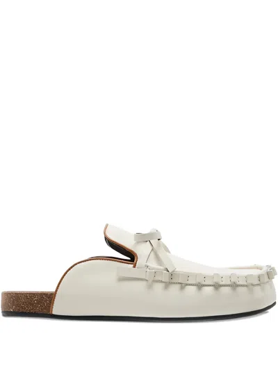 Jw Anderson Leather Slippers In White