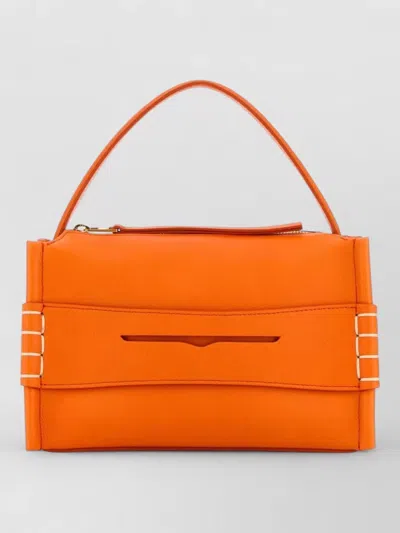 Jw Anderson Leather Small Loafer Handbag Front Pocket In Orange