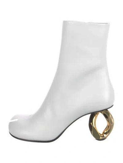 Pre-owned Jw Anderson Leather Sock Boots In White