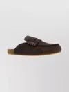 Jw Anderson Leather Stitch Detail Flat Sole Slippers In Brown