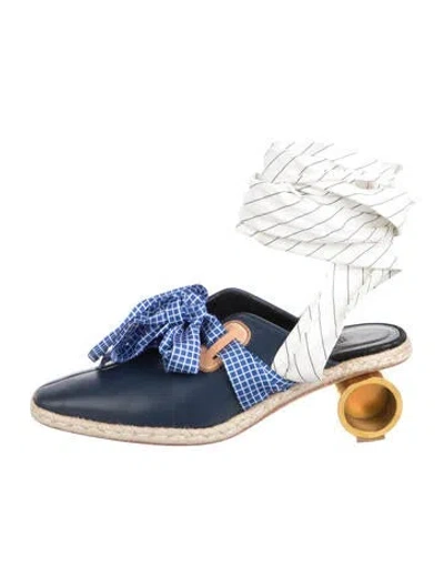 Pre-owned Jw Anderson Leather Striped Slingback Pumps In Blue