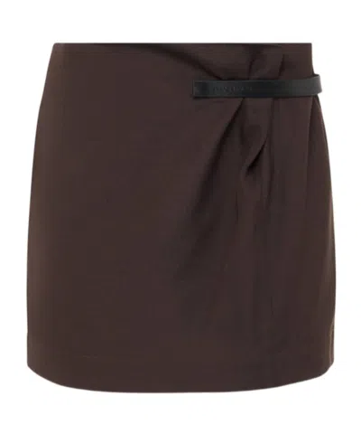 Jw Anderson Leather Tab Mini Skirt In Brown