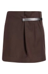 Jw Anderson Leather Tab Miniskirt In Brown