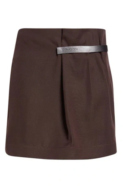 Jw Anderson Leather Tab Miniskirt In Brown