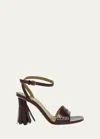 Jw Anderson Leather Tassel Ankle-strap Sandals In Dark Red