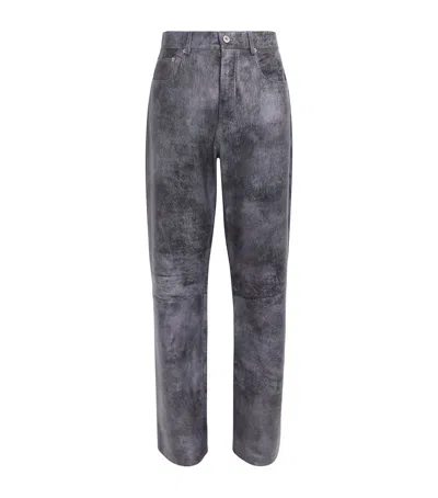 Jw Anderson Leather Textured-effect Trousers In Grey
