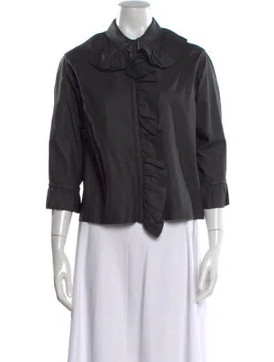 Pre-owned Jw Anderson Leather Three-quarter Sleeve Blouse In Black