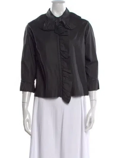 Pre-owned Jw Anderson Leather Three-quarter Sleeve Blouse In Black