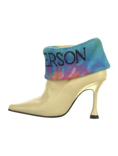 Pre-owned Jw Anderson Leather Tie-dye Print Boots In Blue