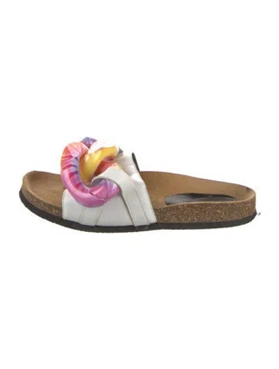 Pre-owned Jw Anderson Leather Tie-dye Print Slides In White