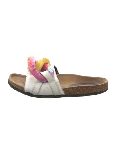 Pre-owned Jw Anderson Leather Tie-dye Print Slides In White