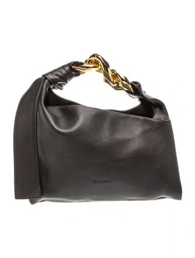 Pre-owned Jw Anderson Leather Top Handle Bag In Black