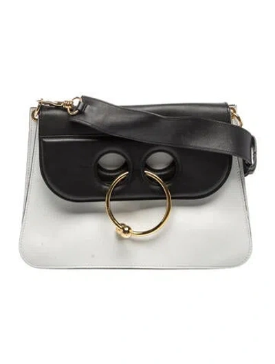 Pre-owned Jw Anderson Leather Top Handle Bag In Black/white