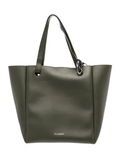 Pre-owned Jw Anderson Leather Tote In Green