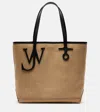 Jw Anderson Leather-trimmed Canvas Tote Bag In Brown
