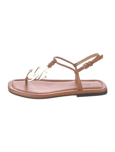 Pre-owned Jw Anderson Leather T-strap Sandals In Brown
