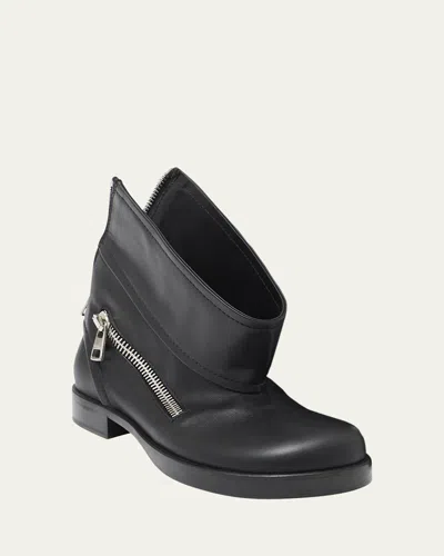 JW ANDERSON LEATHER ZIP BIKER BOOTIES