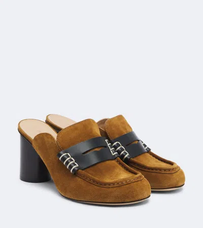 Jw Anderson Leather-trimmed Suede Mules In Brown