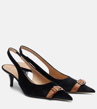 Jw Anderson Leather-trimmed Velvet Slingback Pumps In Black
