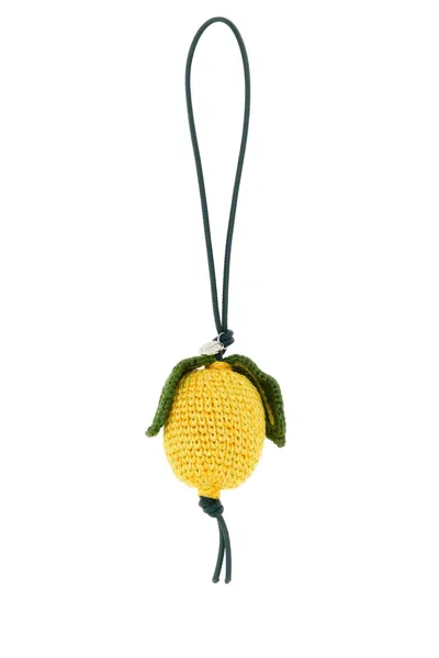 Jw Anderson Lemon Crochet Charm Key Ring In Yellow