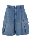 Jw Anderson Light Blue Bermuda Shorts With Cargo Pockets And Logo Patch On The Back In Denim Man In Blue