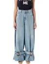 Jw Anderson Wide Jeans With Adjustable Ankle Height Belts