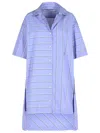 Jw Anderson J. W. Anderson Patchwork Cotton Shirt Dress With Asymmetric Hem In Blue