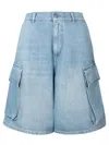 Jw Anderson Light Blue Bermuda Shorts With Cargo Pockets And Logo Patch On The Back In Denim Man