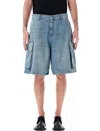 Jw Anderson Relaxed Fit Light Blue Denim Cargo Shorts In Blue