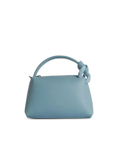 Jw Anderson Light Blue Leather Corner Small Bag In Gnawed Blue