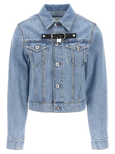 JW ANDERSON LIGHT BLUE PADLOCK STRAP TRUCKER JACKET