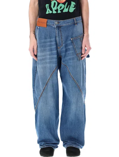 Jw Anderson Light Blue Twisted Workwear Denim Pants For Men