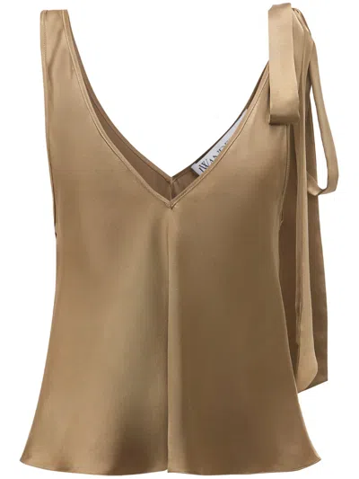 Jw Anderson Sleeveless Silk Top In Brown