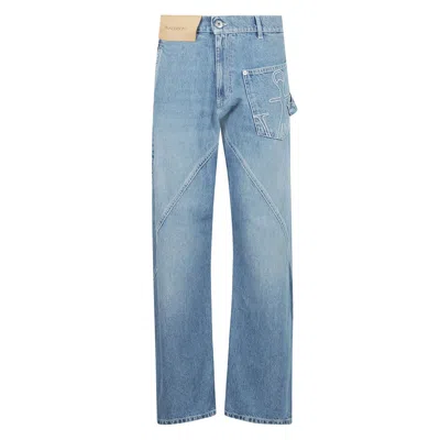 Jw Anderson Light Denim Wide-leg Jeans In Blue