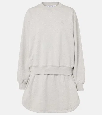 JW ANDERSON LAYERED COTTON JERSEY SWEATSHIRT DRESS